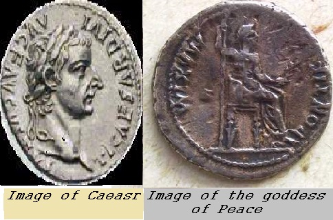 BACK AND FRONT OF A ROMAN COIN DURING THE TIME OF AUGUSTUS CAESAR